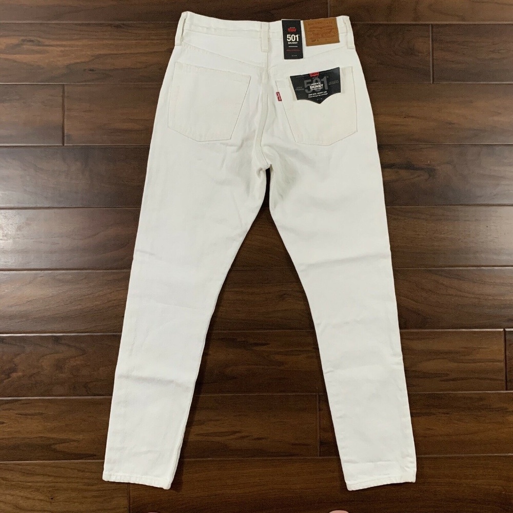Levi's Size 25 White 501 High Rise‎ Skinny Denim Jeans - Picture 7 of 9
